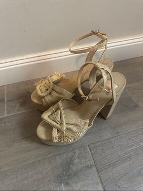 Gianni Bini Gold-Tone Knotted Platform Sandals